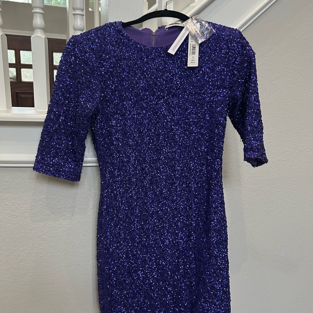 Alice + Olivia Blue Sheath Dress 3/4 Cuffed Sleeves